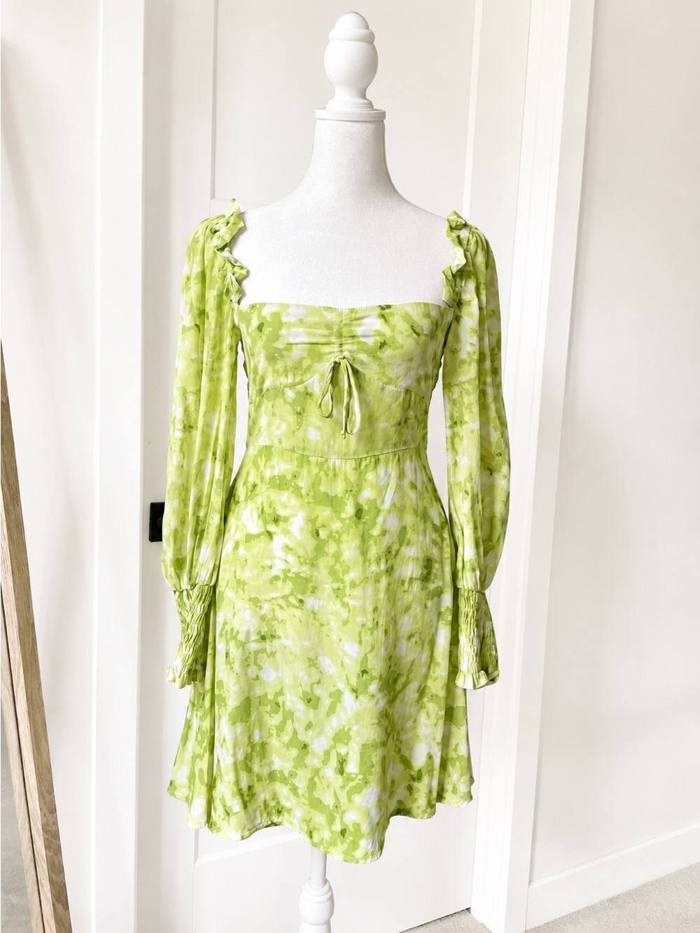 Faithfull the Brand Arianne Mini Dress | Lime Green Long Sleeve Revolve XS 2